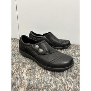 Aetrex Shoes Womens 8.5 Karina Comfort Ortho Braided Strap Black Leather
